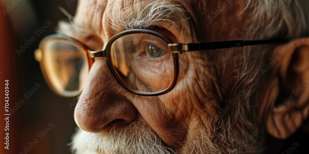 Poster person wearing glasses up close. versatile image for various applications