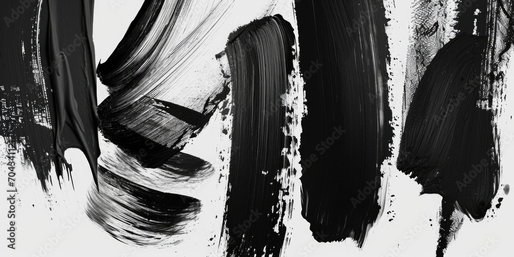 Poster Abstract black and white photo of paint strokes. Perfect for adding a touch of creativity and modernism to any design project