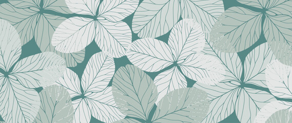 Light green botanical vector background with clover leaves. Fresh botanical card, poster, banner, wallpaper