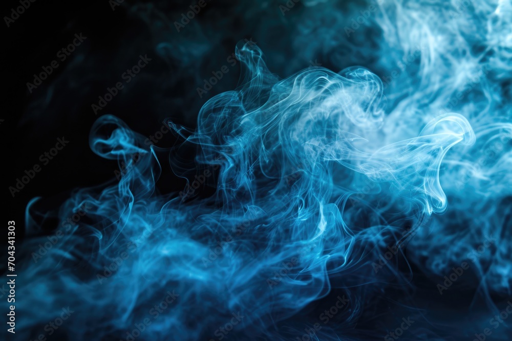 Poster Smoke captured in a close-up shot on a black background. Versatile image suitable for various projects