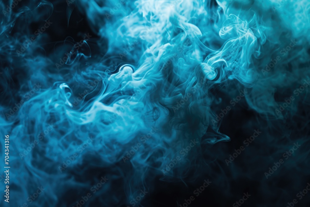 Poster A close-up view of smoke in a dark room. This image can be used to create a mysterious or atmospheric effect in various projects
