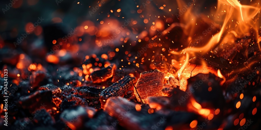 Poster close up of fire flames in the background. suitable for various uses