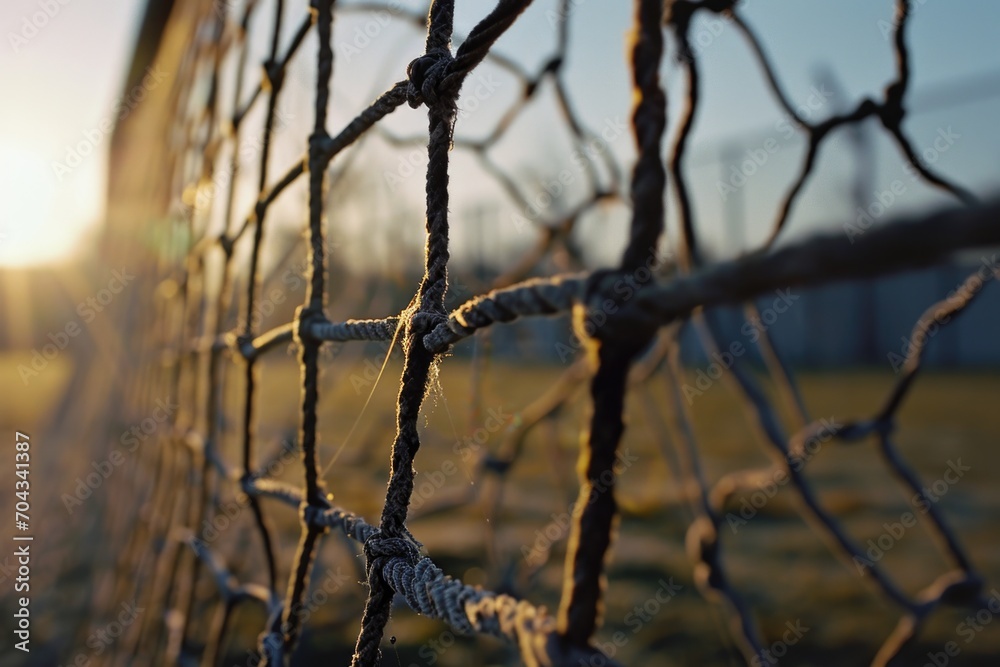 Poster A detailed view of a chain link fence. This versatile image can be used to represent security, boundaries, or confinement in various projects