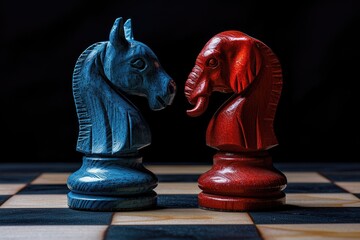 Political chess: Democrats versus Republicans - obrazy, fototapety, plakaty