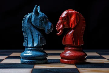 Tuinposter Political chess: Democrats versus Republicans © Ezio Gutzemberg