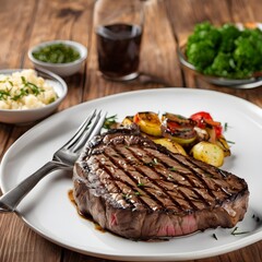 grilled steak with vegetables