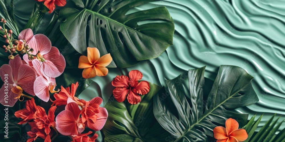 Poster a close-up view of a stunning bunch of flowers, perfect for adding a touch of beauty and color to an