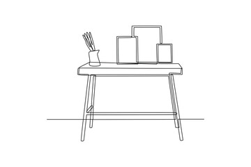 Wardobe table for photos studio decoration. Home decoration minimalist concept. Simple continuous line, Simple line.