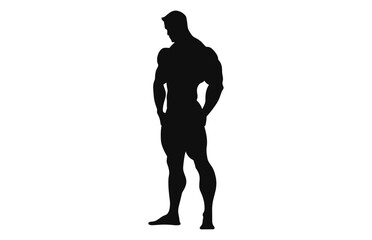 Muscular Bodybuilder Black Silhouette Vector isolated on a white background