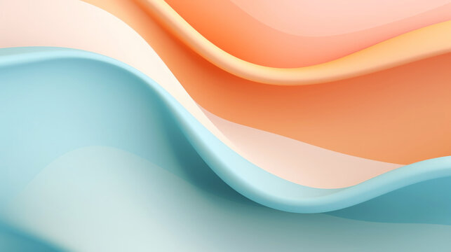 Fototapeta Abstract 3d wavy smooth background. Multicolor pastel colour palette. Aesthetic concept. Generative AI