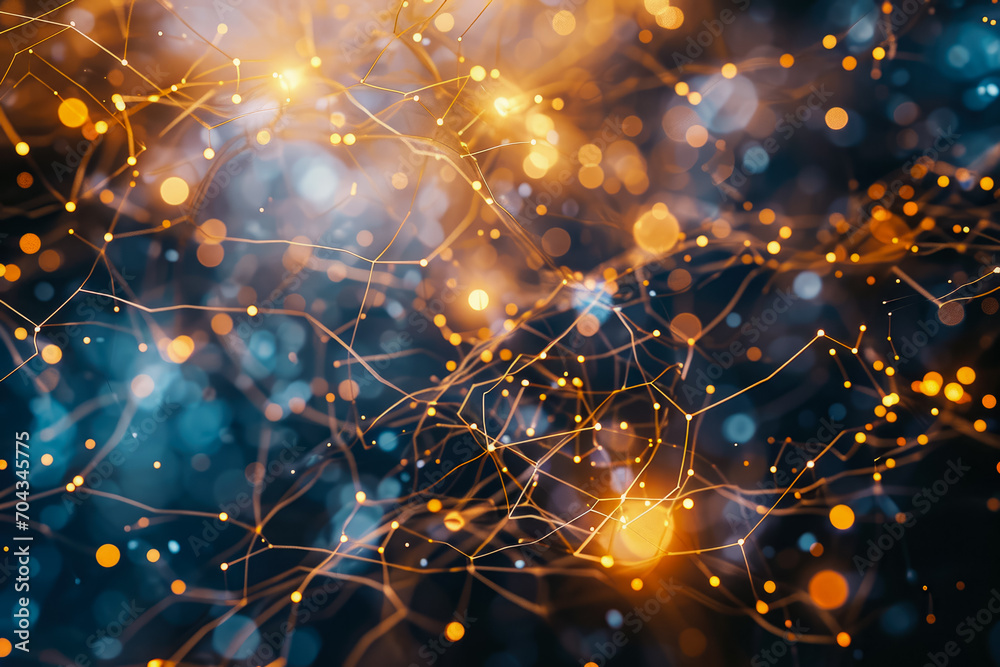 Poster neural network visualized as a complex web of nodes and connections