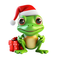 christmas frog on transparent background
