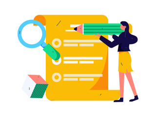 Invite friends to conduct questionnaire flat vector concept operation hand drawn illustration
