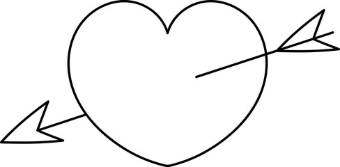 Arrow Piercing Heart Outline