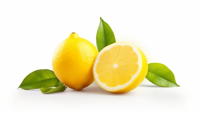 Sunny yellow lemon on a blank white canvas - high-resolution image for creative projects

