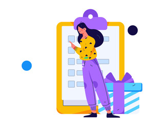 Invite friends to conduct questionnaire flat vector concept operation hand drawn illustration
