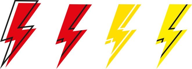 Lightning bolt icons set.Electric vector icons, isolated. Bolt lightning flash icons. Flash icons collection. Bolt logo. Electric symbols. Electric lightning bolt symbols.Power energy sign.