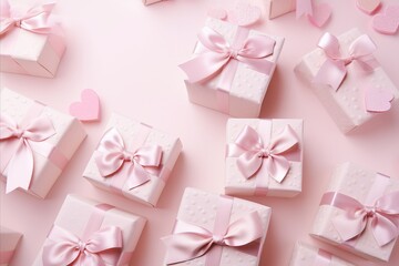 Valentines Day Gifts on Pink Background, Romantic Presents for Celebrating Love and Romance