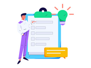 Invite friends to conduct questionnaire flat vector concept operation hand drawn illustration
