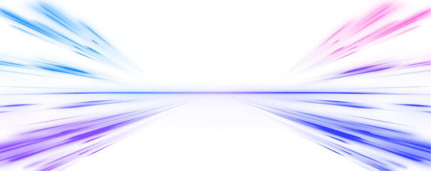 Abstract neon light rays background. A colorful motion background of city light trails. Vector PNG. Image of speed motion on the road. 