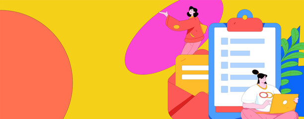 Invite friends to conduct questionnaire flat vector concept operation hand drawn illustration
