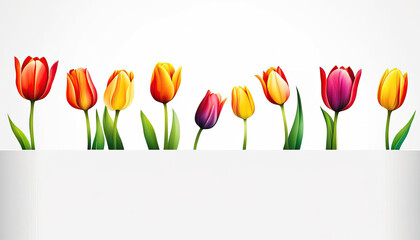 Spring tulips banner with copy space