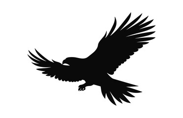 A Flying Hawk Bird Silhouette Vector isolated on a white background - obrazy, fototapety, plakaty