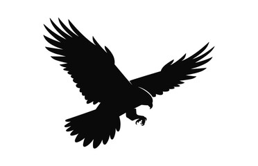 A Hawk Bird Flying Silhouette Black Vector isolated on a white background