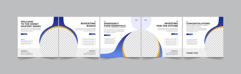 Financial coaching social media carousel, Instagram carousel template for financial advisor, EPS vector illustration eps 10 © CreativeX