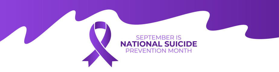 National suicide prevention month is observed every year in september. September is national suicide prevention awareness month. banner, greeting card, cover, flyer, poster with background. vector