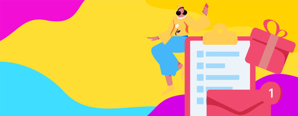 Invite friends to conduct questionnaire flat vector concept operation hand drawn illustration
