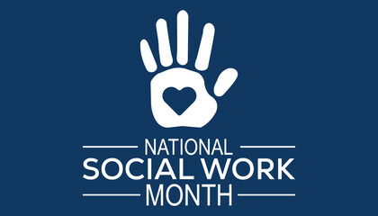 Obraz premium National Social Work month is observed every year in March. Holiday, poster, card and background vector illustration design.
