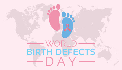 World Birth Defects Day is observed every year in March. Holiday, poster, card and background vector illustration design.