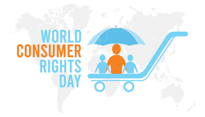 World Consumer Rights Day is observed every year in March. Holiday, poster, card and background vector illustration design.