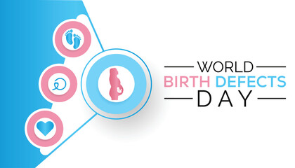 World Birth Defects Day is observed every year in March. Holiday, poster, card and background vector illustration design. - obrazy, fototapety, plakaty