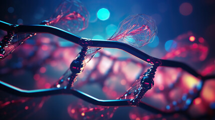 DNA helix break, molecule or atom, Abstract structure for Science or medical background, 3d illustration - Powered by Adobe