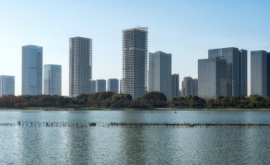 Fototapeta premium modern city business building scenery