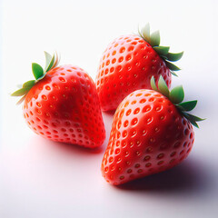 strawberries on white background, digital art, 3d rendering
