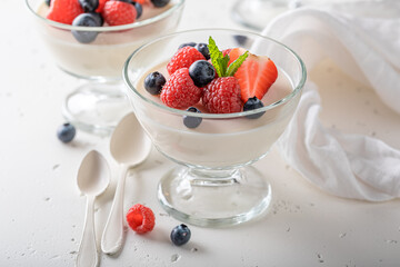 Homemade and tasty Panna Cotta made of cream and sugar.
