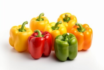 various of colorfull bell pepers isolated on white background. generatif ai