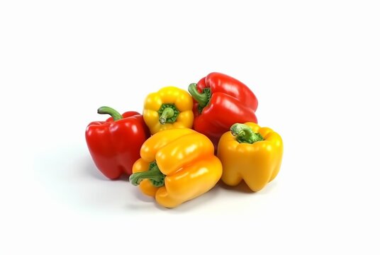 various of colorfull bell pepers isolated on white background. generatif ai