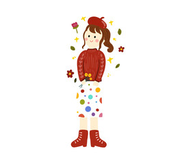 cute fashionable girl/women illustration isolated png