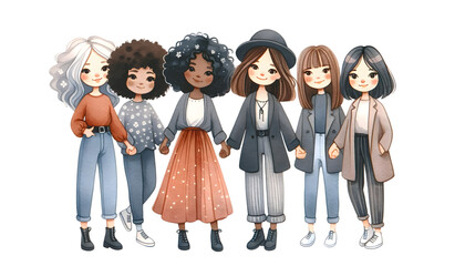 Fototapeta premium Women's Day watercolor on white background