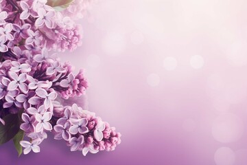 Lilac flowers banner with copy space. Beautiful natural floral background