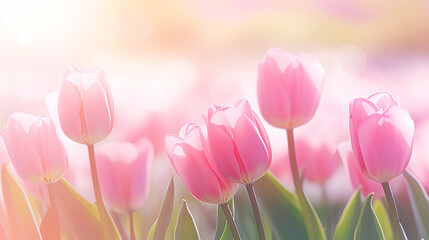 beautiful pink Tulip on blurred spring sunny background for spring concept. beautiful natural spring scene