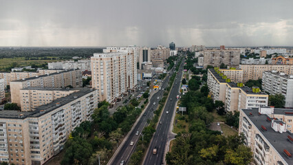 Fototapeta na wymiar streets of Orenburg taken from above from a drone