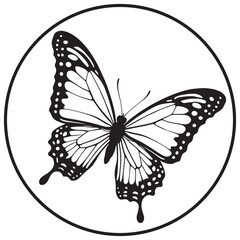 Butterfly silhouettes and icons. Black flat color simple elegant white background Butterfly vector and illustration.