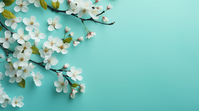 Beautiful spring nature background with lovely blossom on green background