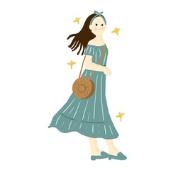 Fototapeta premium cute fashionable girl/women illustration isolated png