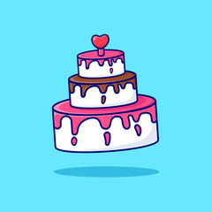 Wedding Cake With Love Vector, illustration, Icon, Isolated